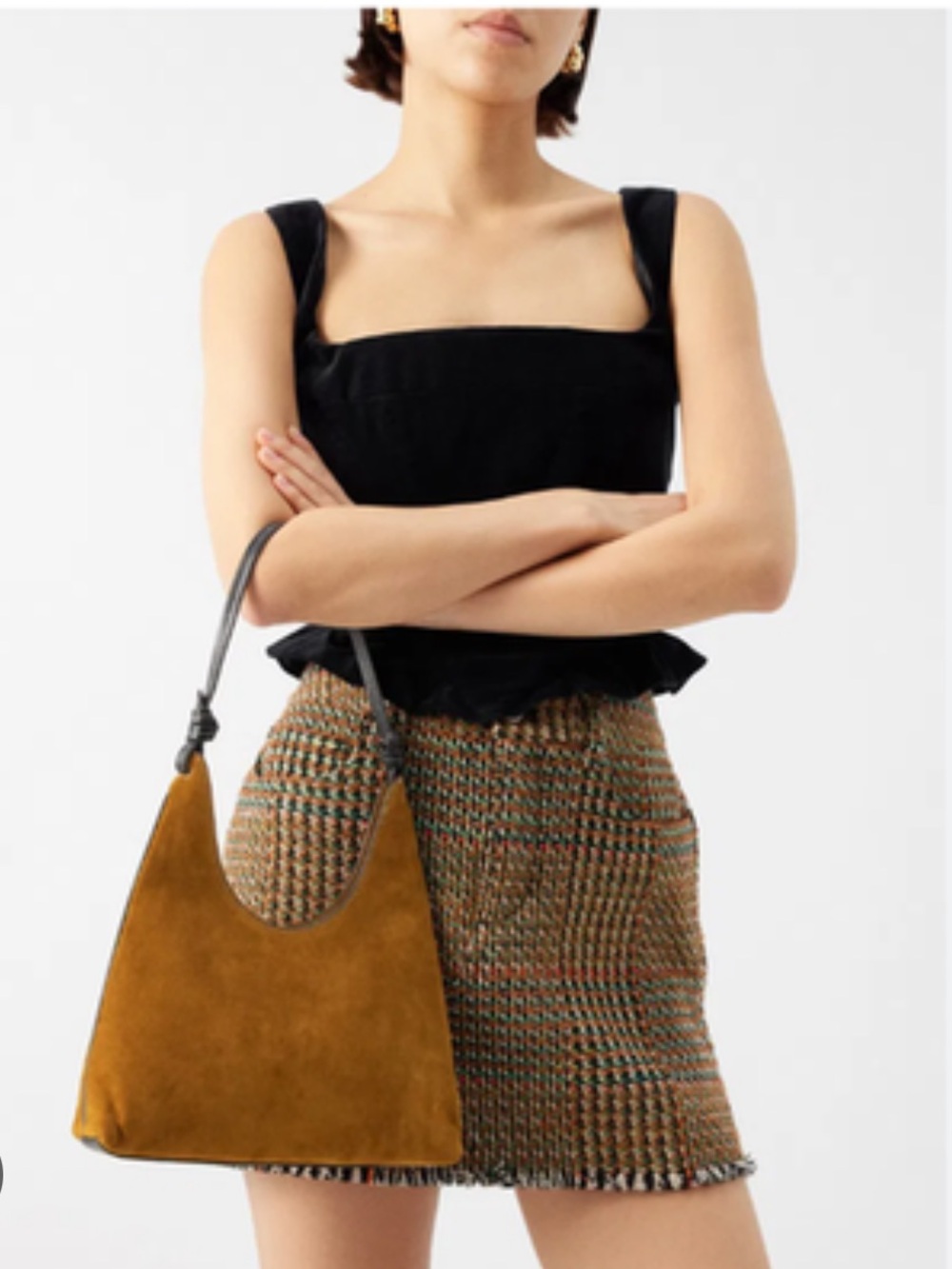 NWT STAUD Winona Shoulder Bag, Tan/Black - Picture 5 of 11